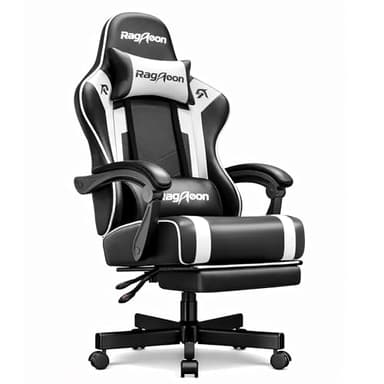 Riftracer Gaming Chair for Adults Gaming Chairs-Video Game Chairs with Footrest Headrest and Lumbar Support Ergonomic Height Adjustable Game Reclining Chair for Gamer Oversize Black