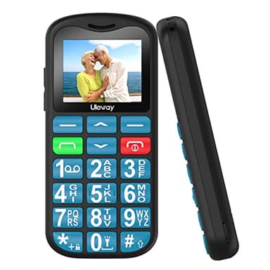 uleway Big Button Mobile Phone for Elderly - Easy to Use Basic Device With SOS Emergency Button, Large Volume, Flashlight, FM Radio (Black)
