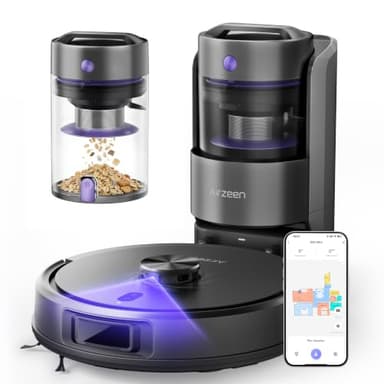 Robot Vacuum Cleaner with Mop, Bagless Robot Vacuum Cleaners UK with Self-Emptying, 10000Pa LiDAR Navigation Robotic Vacuum, Smart Mapping, Schedule, App/Alexa Control for Carpet/Pet Hair, Q20 Ultra
