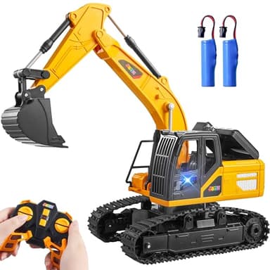 JOYIN Remote Control Excavator RC Digger Tractor Toys for Boys, 2.4Ghz RC Excavator Toy with Light, Construction Vehicles Toys for Boys 3 4 5 6 7 8-12 Year Old Kids, Birthday Gift Boy Age 3 4 5 6